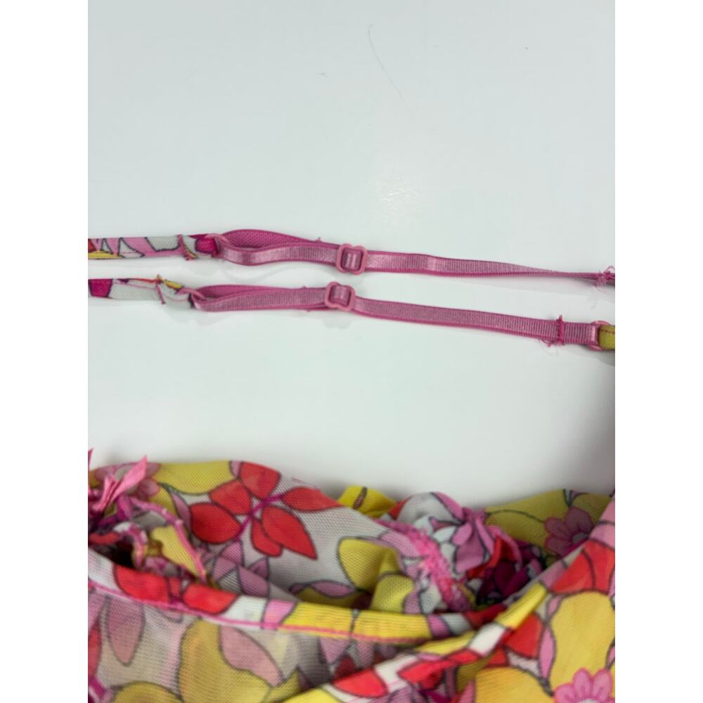 P.J. Salvage Sheer Floral Babydoll Slip Dress Women’s Large Y2K Whimsy Pink - Picture 7 of 9